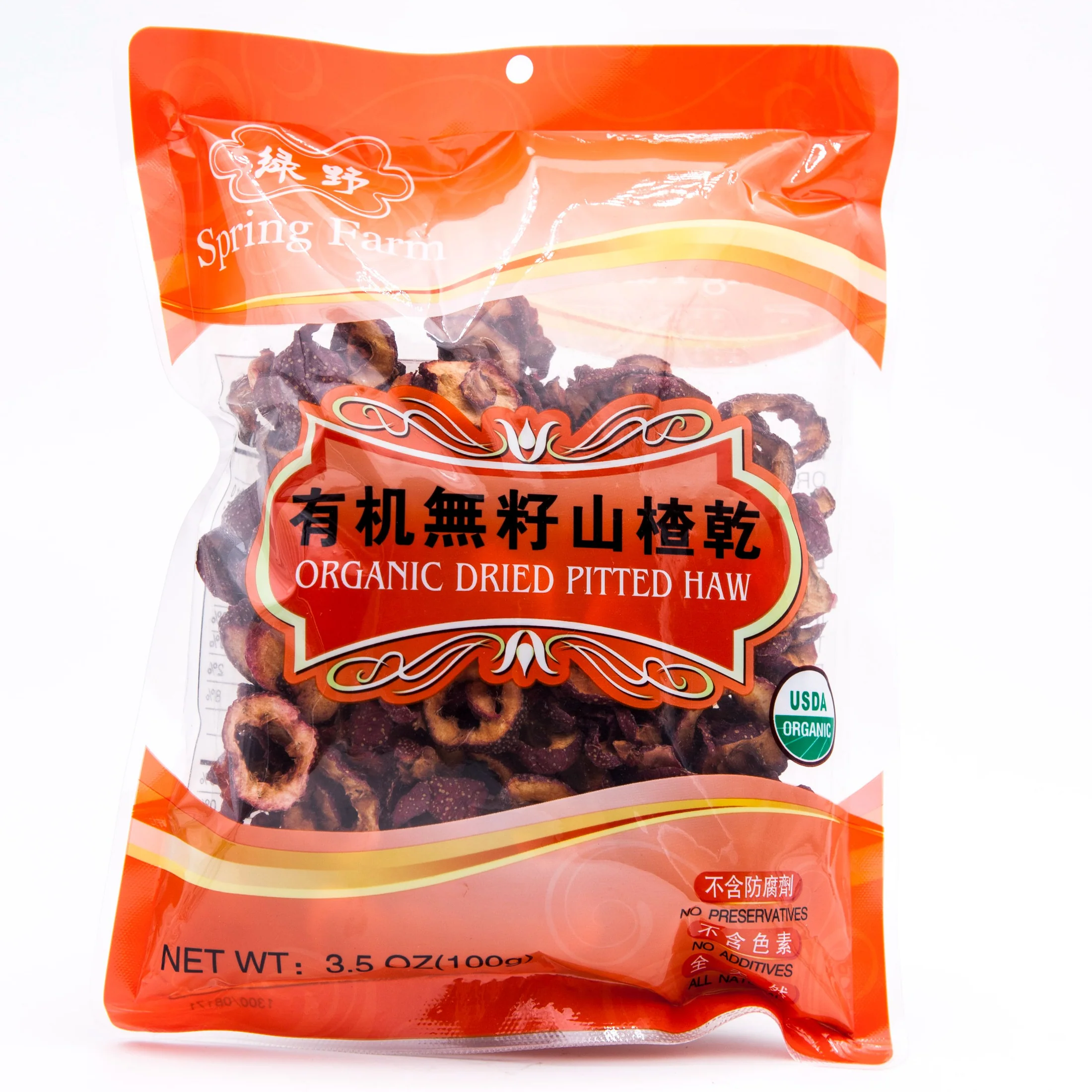 Organic Dried Pitted Haw 绿野 有机无籽山楂干 100g